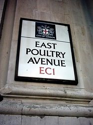 East Poultry Avenue, EC1, sign