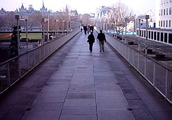 Emerging from under the Shell Centre, looking towards the river