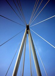 Above your head, the Hungerford pedestrian bridge is held together at this point