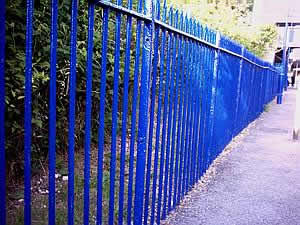 Blue fence at Beaconsfield station