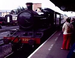 Train pulling into Minehead station