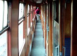 Looking up the corridor in the first class carriage