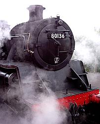 Steaming locomotive