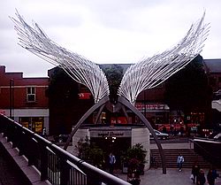 Giant angel wings sculpture