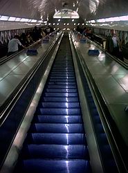 The escaltor at Angel Tube, from the bottom