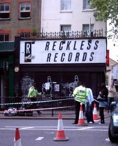 Police outside Reckless Records