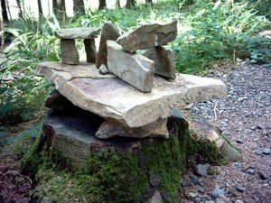 A miniature Stonehenge installation