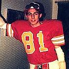 The lightest registered player in the British American Football League, in his Mum's dining room