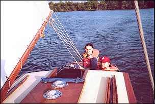 Sailing Fair Breeze on Blackhorse Broad. I'm on the jib sheets.