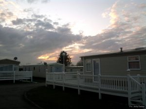 Caravans at sunset